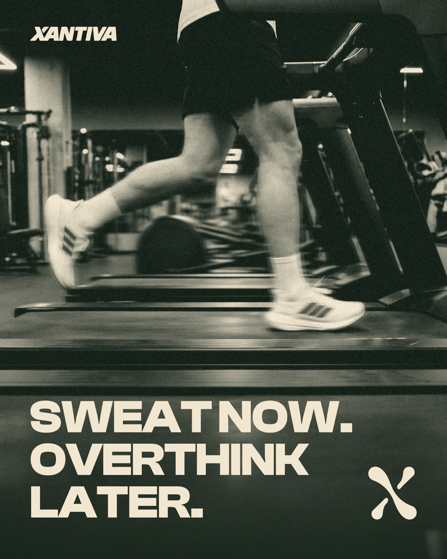 Post: Sweat now. Overthink later., treadmill
